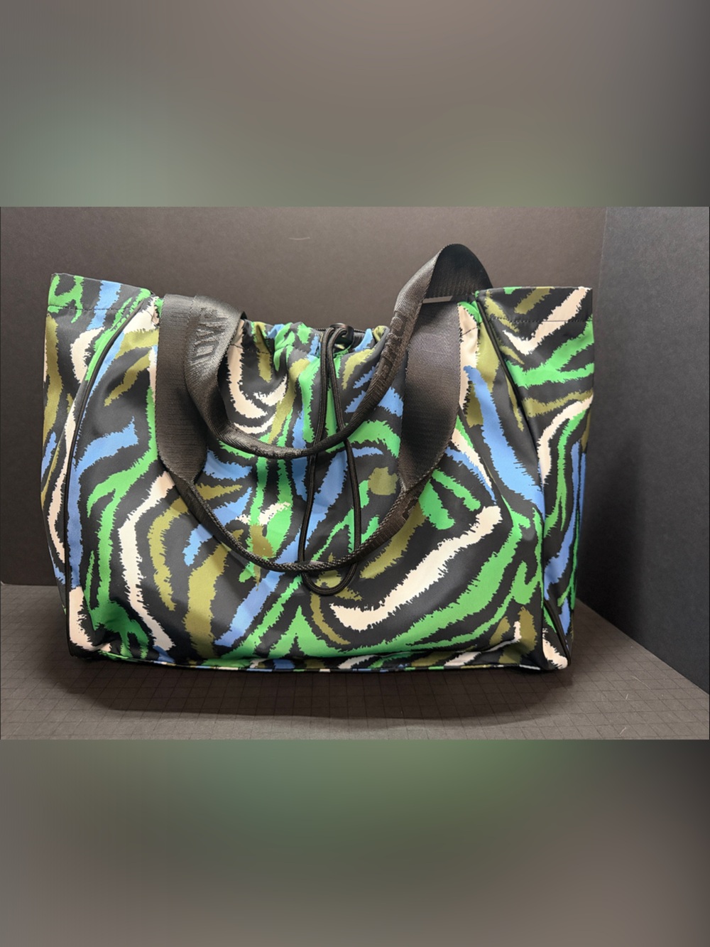 Diane Von Furstenberg Multicolor Zebra Print Tote - Blue Green Black White